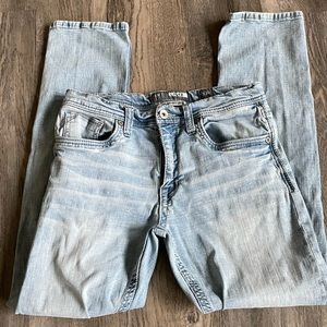 BKE Mens Light Wash Straight Legged Jake Jeans, size 33